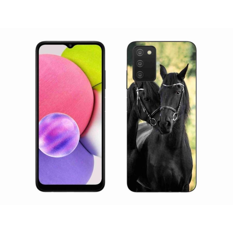 Gélový kryt mmCase na mobil Samsung Galaxy A03s (166.6 x 75.9 x 9.1) - dva čierne kone