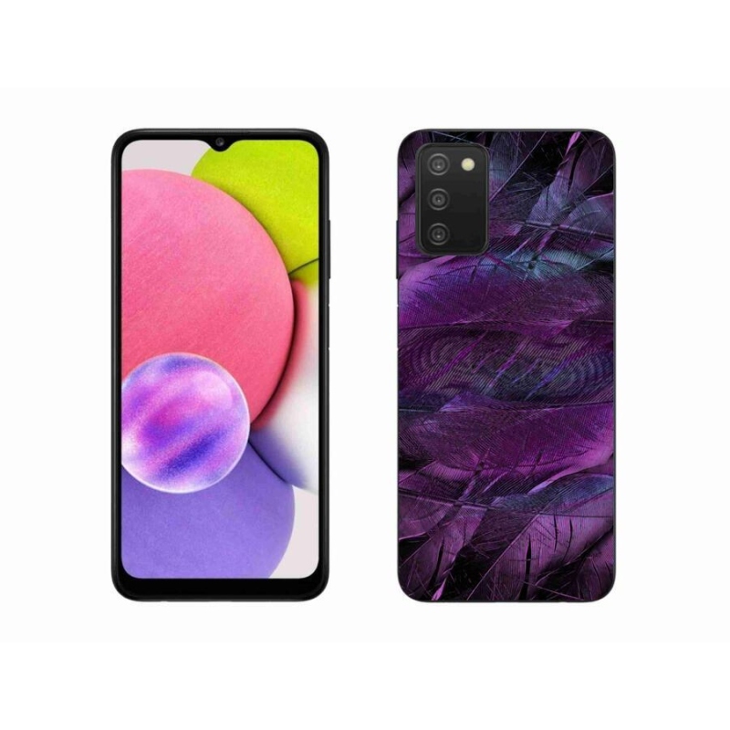 Gélový kryt mmCase na mobil Samsung Galaxy A03s (166.6 x 75.9 x 9.1) - fialová pierka