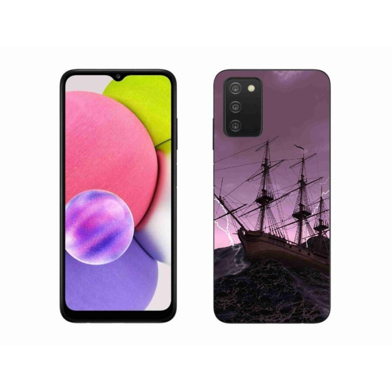 Gélový kryt mmCase na mobil Samsung Galaxy A03s (166.6 x 75.9 x 9.1) - loď v búrke