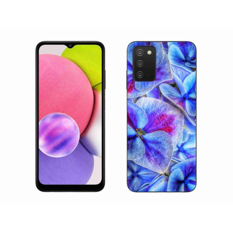 Gélový kryt mmCase na mobil Samsung Galaxy A03s (166.6 x 75.9 x 9.1) - modré kvety 1