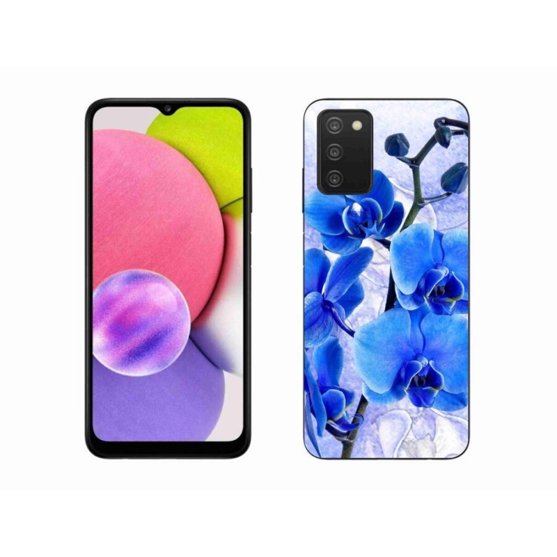 Gélový kryt mmCase na mobil Samsung Galaxy A03s (166.6 x 75.9 x 9.1) - modré kvety