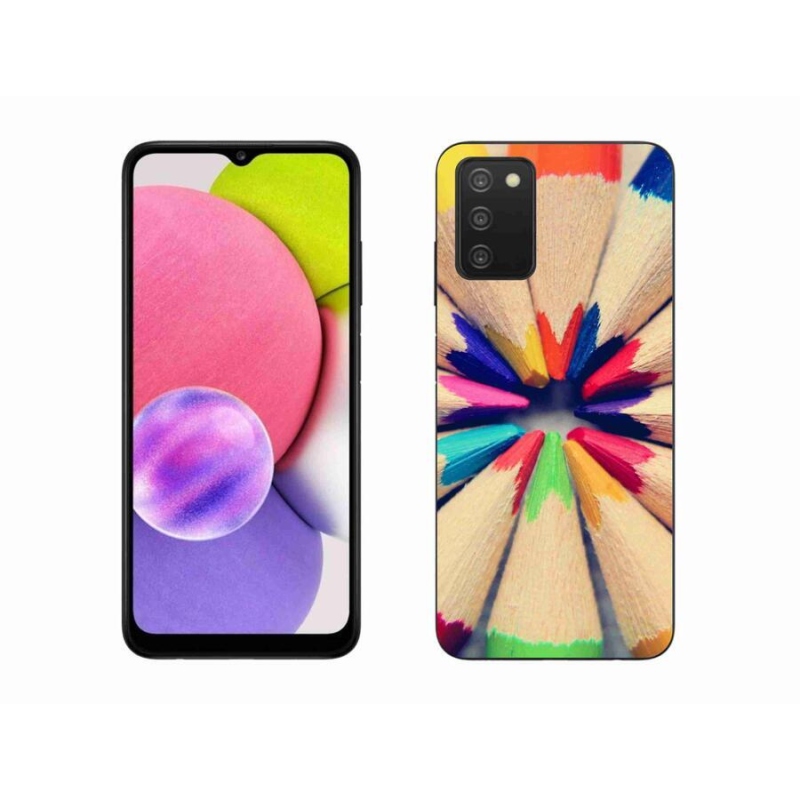 Gélový kryt mmCase na mobil Samsung Galaxy A03s (166.6 x 75.9 x 9.1) - pastelky