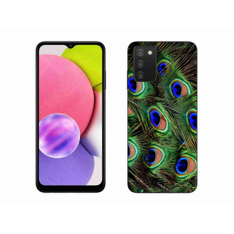 Gélový kryt mmCase na mobil Samsung Galaxy A03s (166.6 x 75.9 x 9.1) - pávie perie