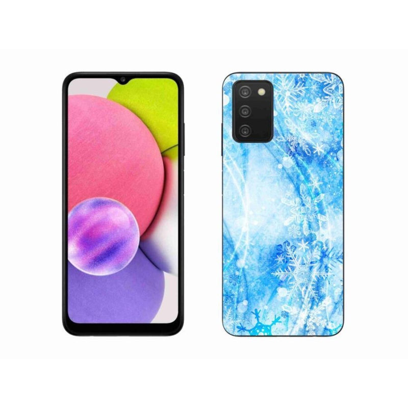 Gélový kryt mmCase na mobil Samsung Galaxy A03s (166.6 x 75.9 x 9.1) - snehové vločky