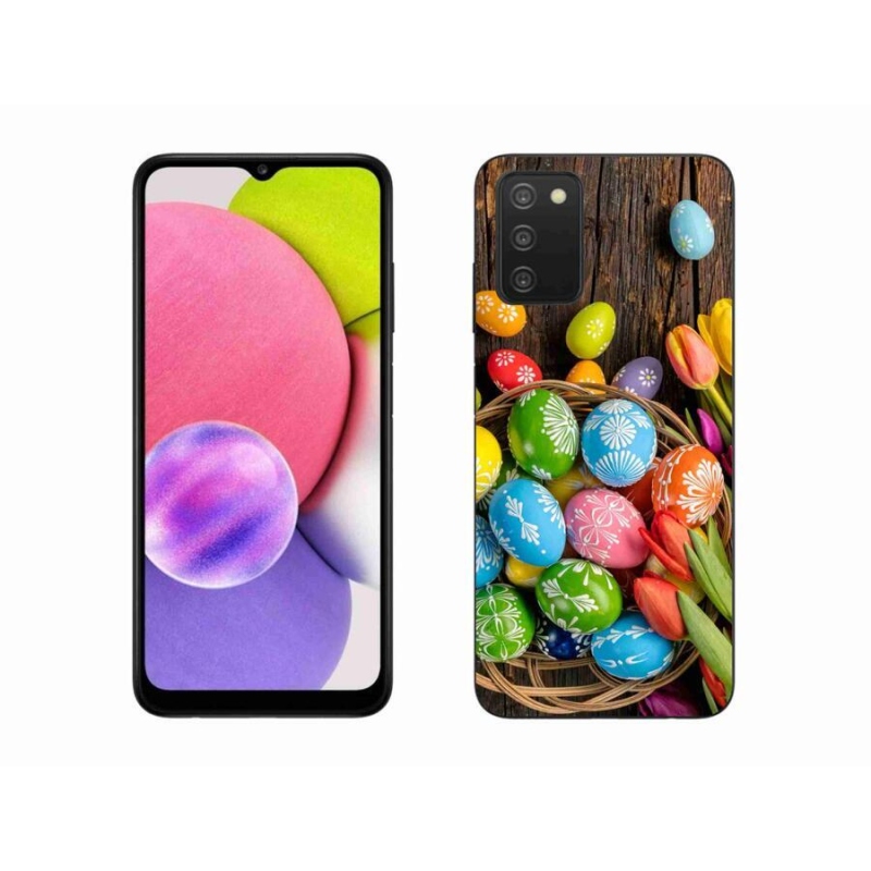 Gélový kryt mmCase na mobil Samsung Galaxy A03s (166.6 x 75.9 x 9.1) - veľkonočné vajíčka