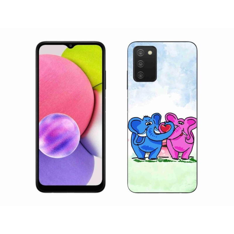 Gélový kryt mmCase na mobil Samsung Galaxy A03s (166.6 x 75.9 x 9.1) - zamilovaní slony