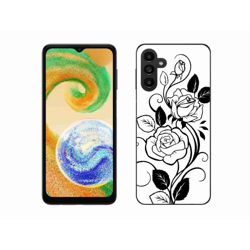 Gélový kryt mmCase na mobil Samsung Galaxy A04s (164.7x76.7x9.1mm) - čiernobiela ruža