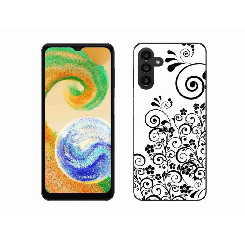 Gélový kryt mmCase na mobil Samsung Galaxy A04s (164.7x76.7x9.1mm) - čiernobiele kvetinové vzory