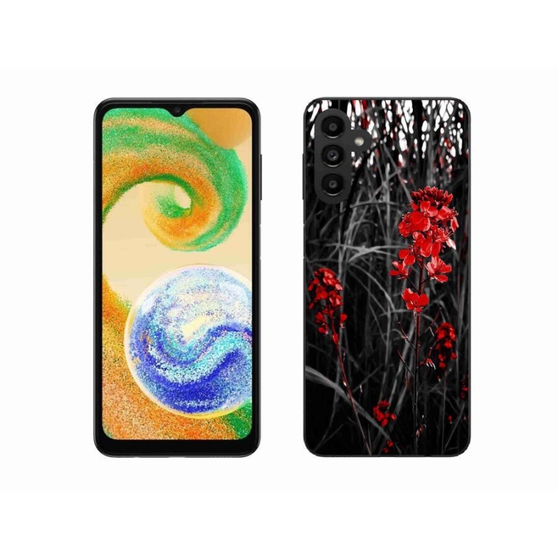 Gélový kryt mmCase na mobil Samsung Galaxy A04s (164.7x76.7x9.1mm) - červená rastlina