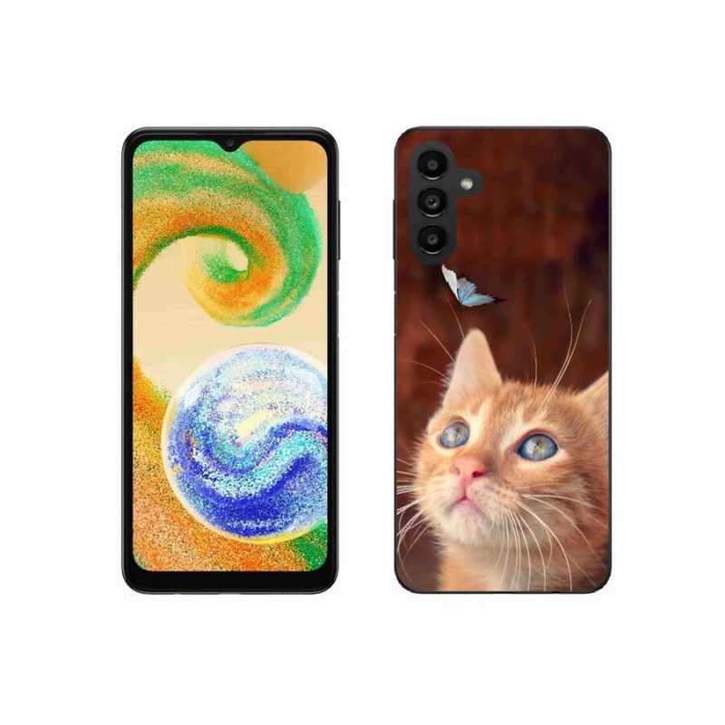 Gélový kryt mmCase na mobil Samsung Galaxy A04s (164.7x76.7x9.1mm) - motýľ a mačiatko