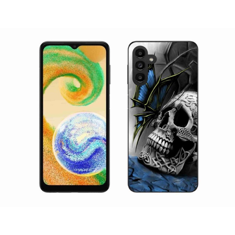 Gélový kryt mmCase na mobil Samsung Galaxy A04s (164.7x76.7x9.1mm) - motýľ a lebka