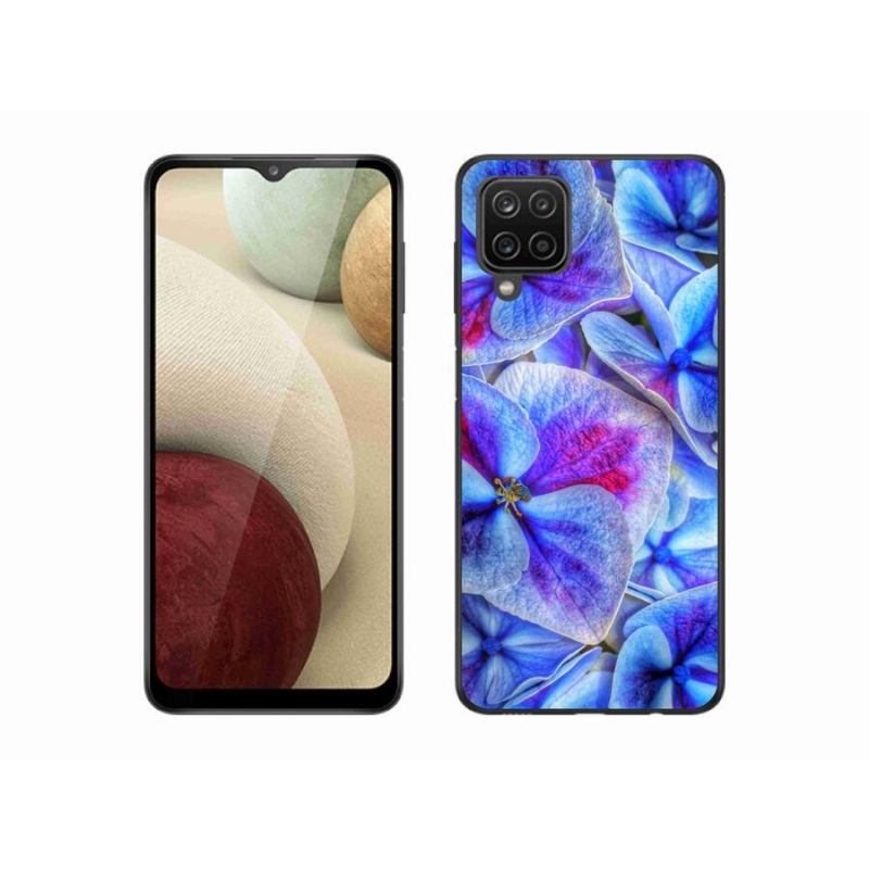 Gélový kryt mmCase na mobil Samsung Galaxy A12 - modré kvety 1