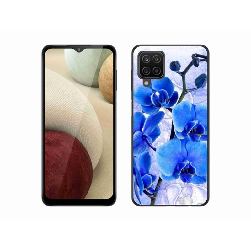 Gélový kryt mmCase na mobil Samsung Galaxy A12 - modré kvety