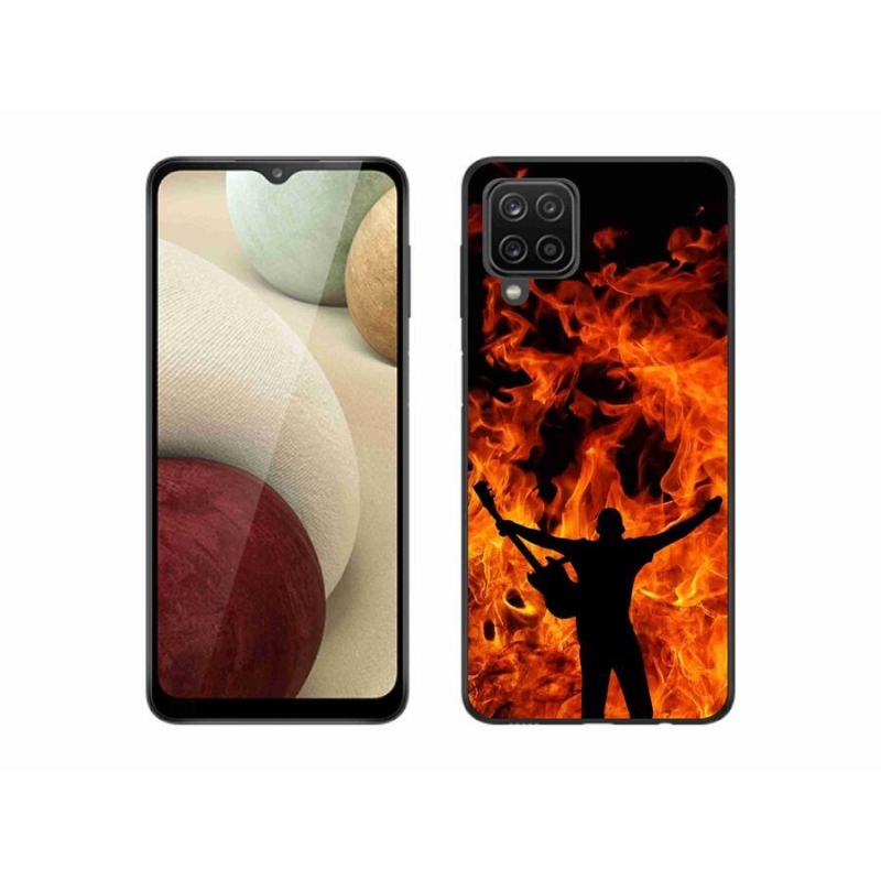 Gélový kryt mmCase na mobil Samsung Galaxy A12 - muzikant a oheň