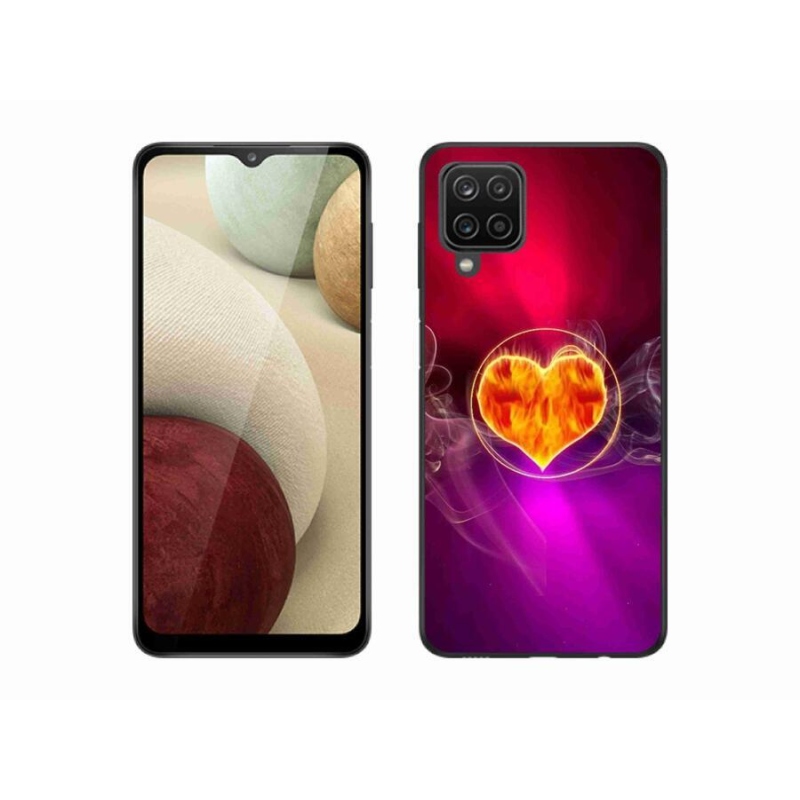 Gélový kryt mmCase na mobil Samsung Galaxy A12 - ohnivé srdce