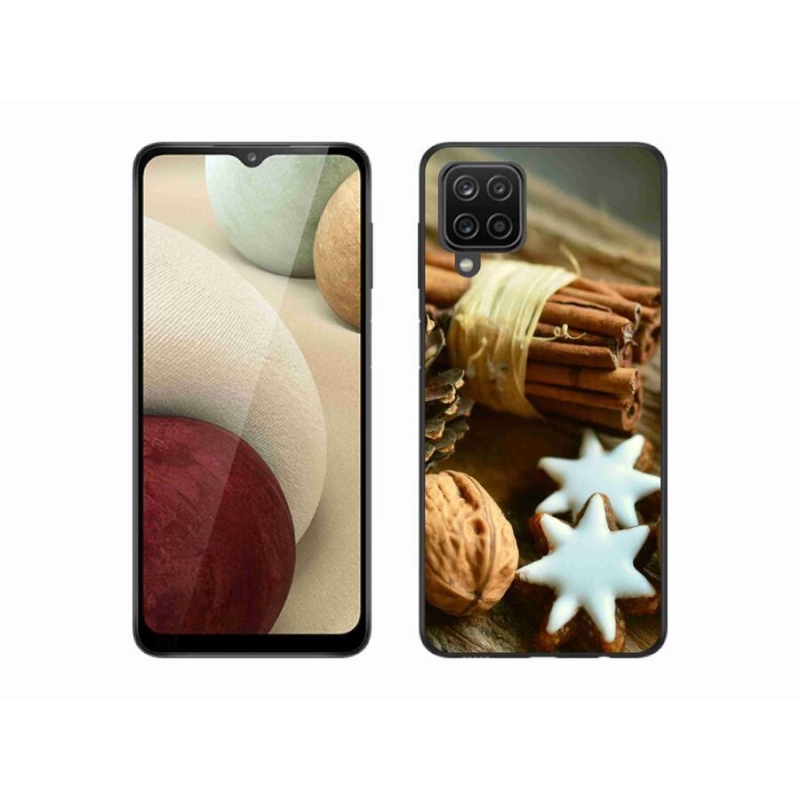 Gélový kryt mmCase na mobil Samsung Galaxy A12 - škorica a perníčky