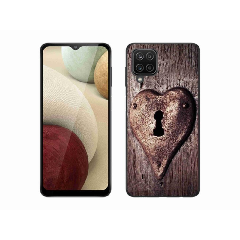 Gélový kryt mmCase na mobil Samsung Galaxy A12 - zámok v tvare srdca