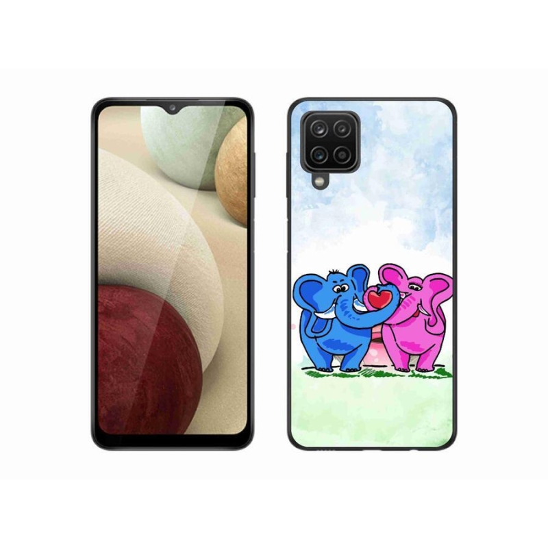 Gélový kryt mmCase na mobil Samsung Galaxy A12 - zamilovaní slony