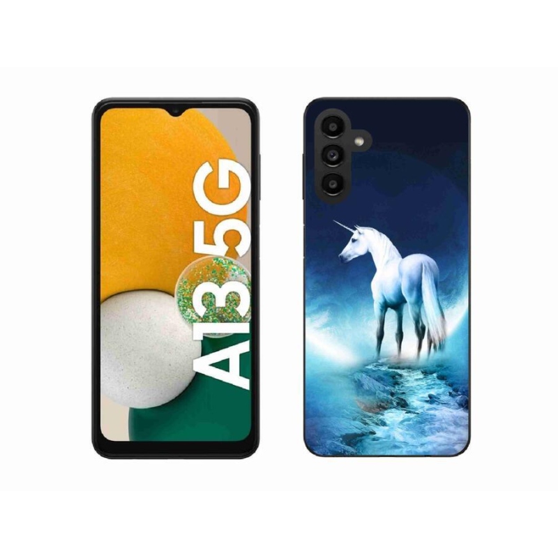 Gélový kryt mmCase na mobil Samsung Galaxy A13 5G - biely jednorožec