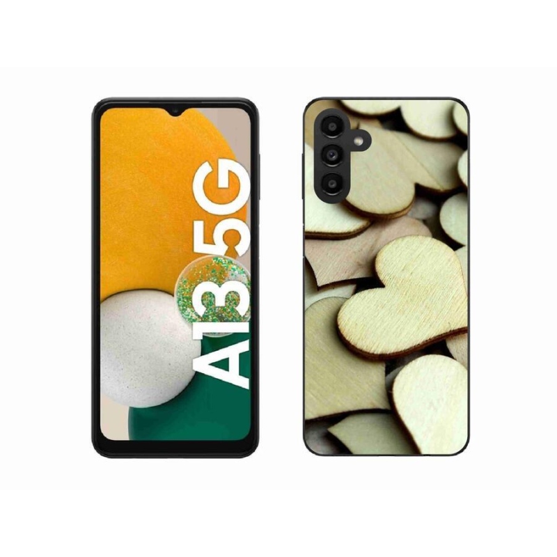 Gélový kryt mmCase na mobil Samsung Galaxy A13 5G - drevené srdiečka