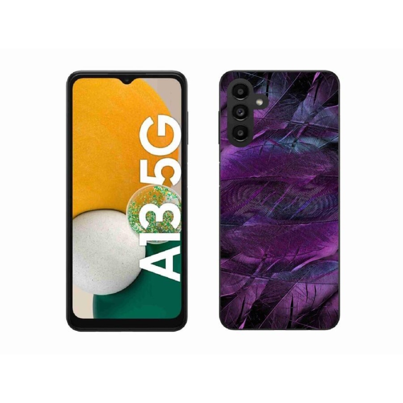 Gélový kryt mmCase na mobil Samsung Galaxy A13 5G - fialové pierka