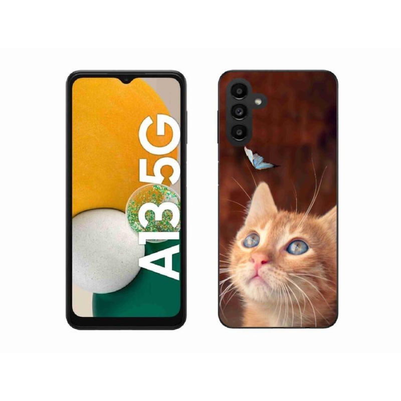 Gélový kryt mmCase na mobil Samsung Galaxy A13 5G - motýľ a mačiatko
