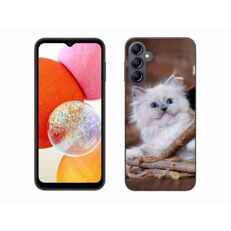 Gélový kryt mmCase na mobil Samsung Galaxy A14 4G/5G - biele mačiatko