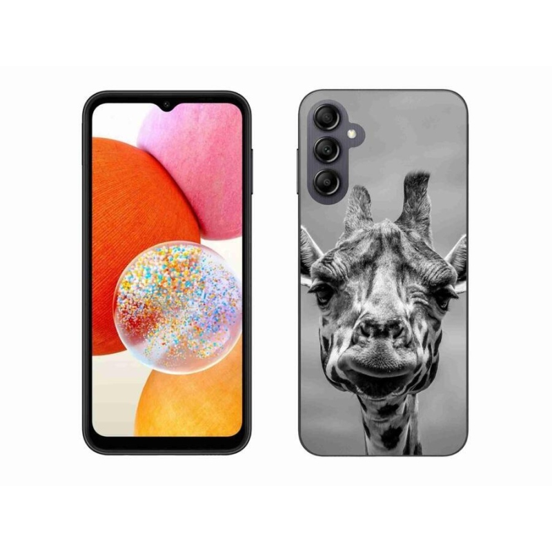 Gélový kryt mmCase na mobil Samsung Galaxy A14 4G/5G - čiernobiela žirafa