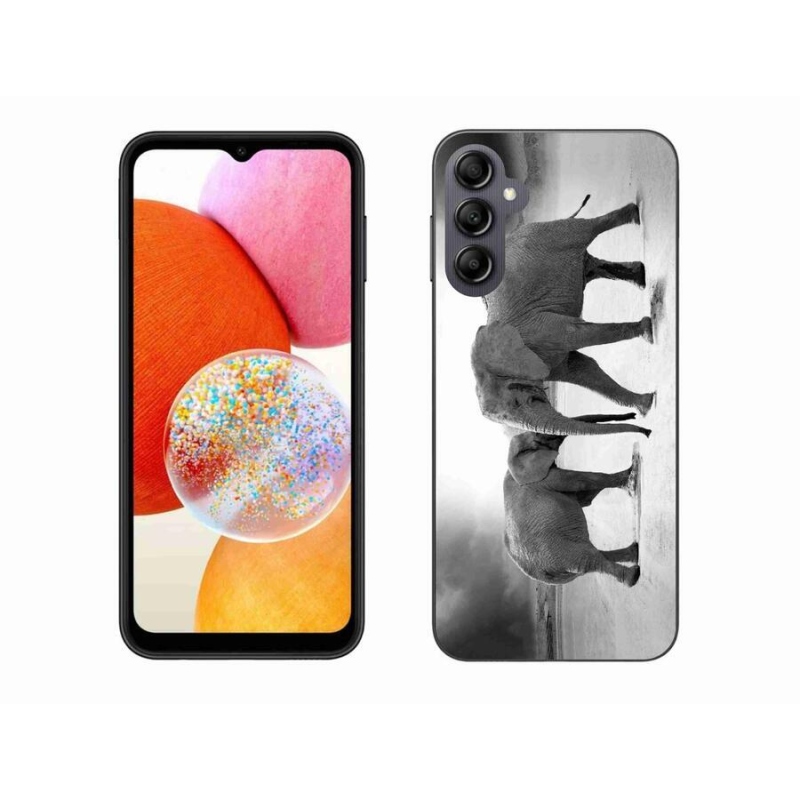 Gélový kryt mmCase na mobil Samsung Galaxy A14 4G/5G - čiernobieli slony