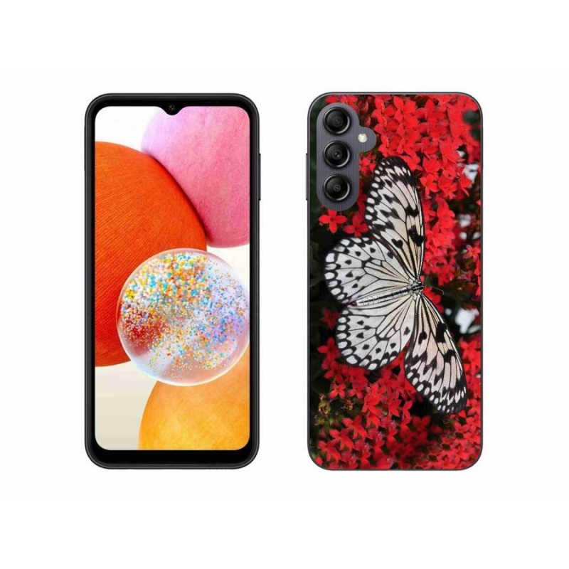 Gélový kryt mmCase na mobil Samsung Galaxy A14 4G/5G - čiernobiely motýľ 1