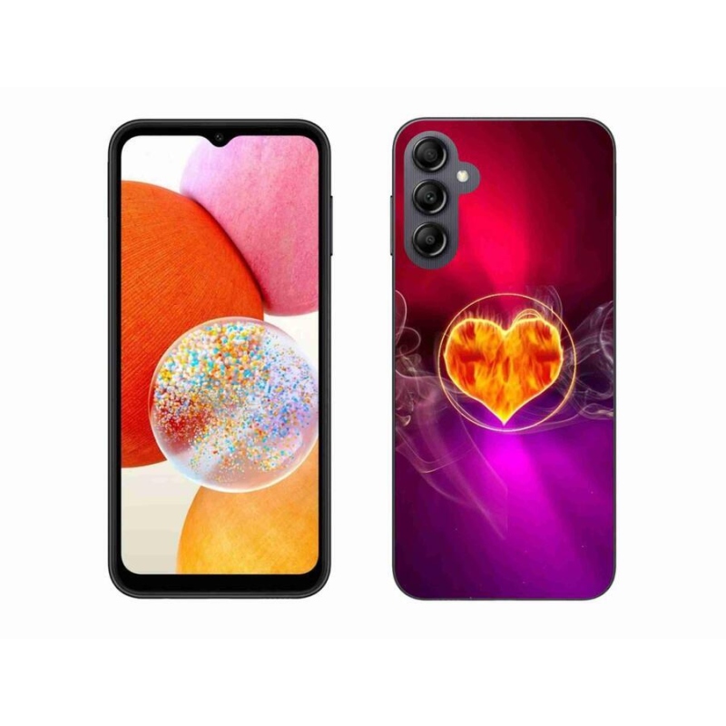 Gélový kryt mmCase na mobil Samsung Galaxy A14 4G/5G - ohnivé srdce