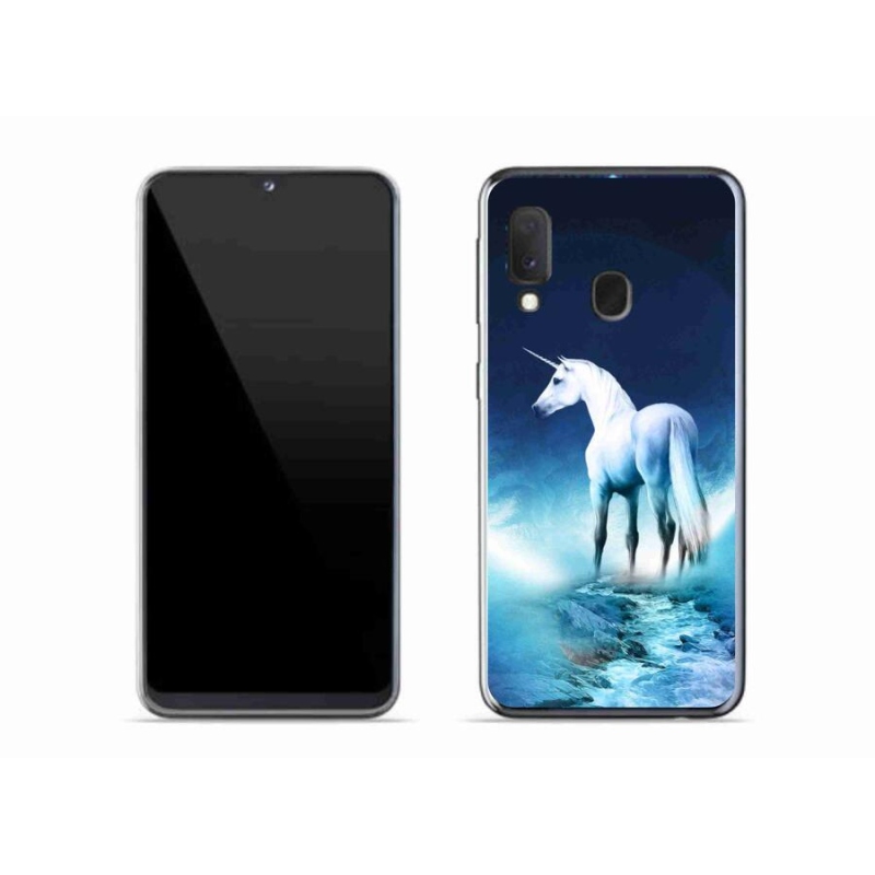 Gélový kryt mmCase na mobil Samsung Galaxy A20e - biely jednorožec