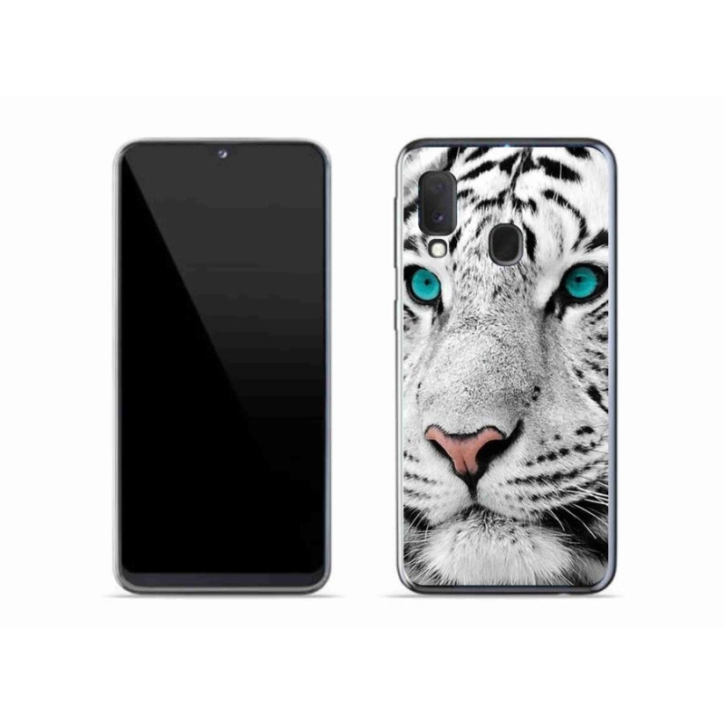 Gélový kryt mmCase na mobil Samsung Galaxy A20e - biely tiger