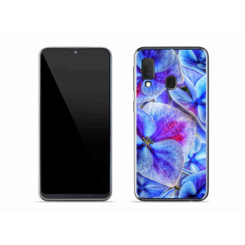 Gélový kryt mmCase na mobil Samsung Galaxy A20e - modré kvety 1