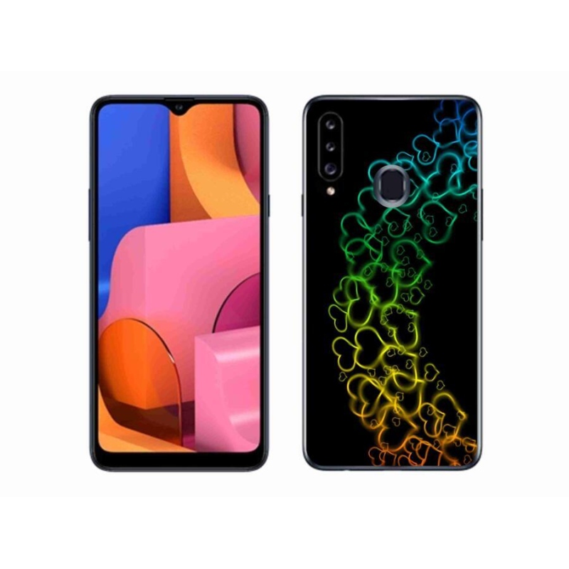 Gélový kryt mmCase na mobil Samsung Galaxy A20s - farebná srdiečka