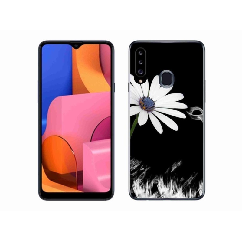 Gélový kryt mmCase na mobil Samsung Galaxy A20s - biela kvetina