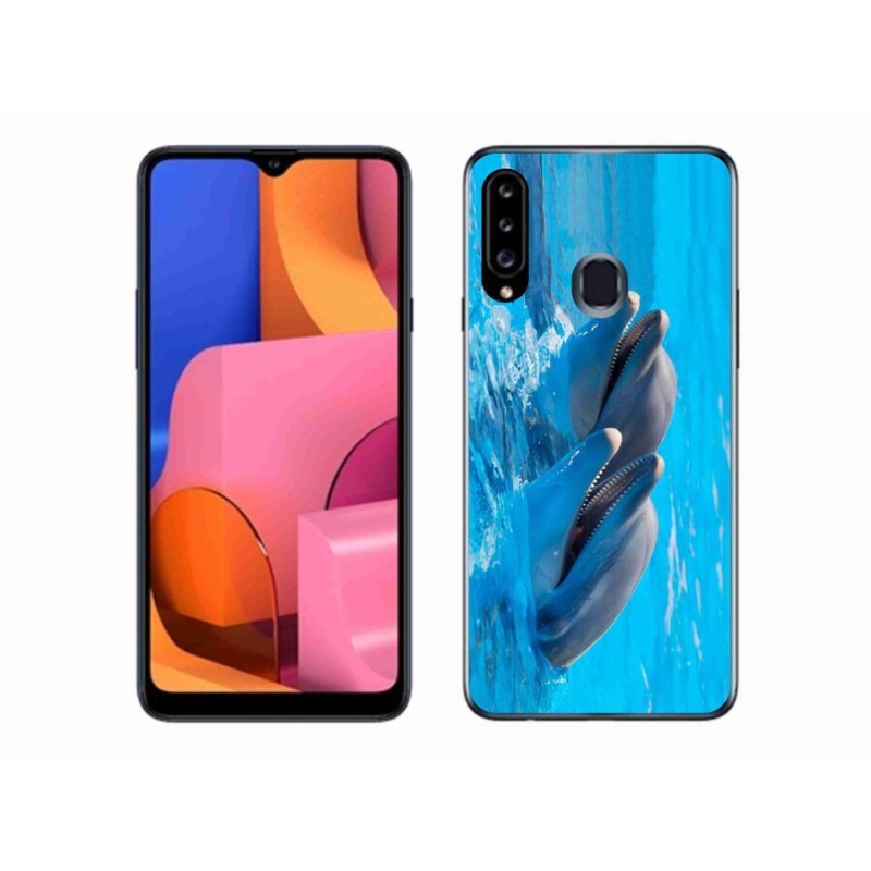 Gélový kryt mmCase na mobil Samsung Galaxy A20S - delfíny