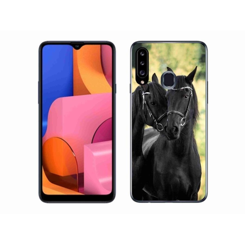 Gélový kryt mmCase na mobil Samsung Galaxy A20s - dva čierne kone