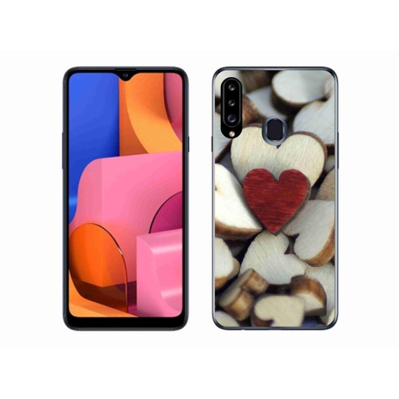 Gélový kryt mmCase na mobil Samsung Galaxy A20s - gravírované červené srdce