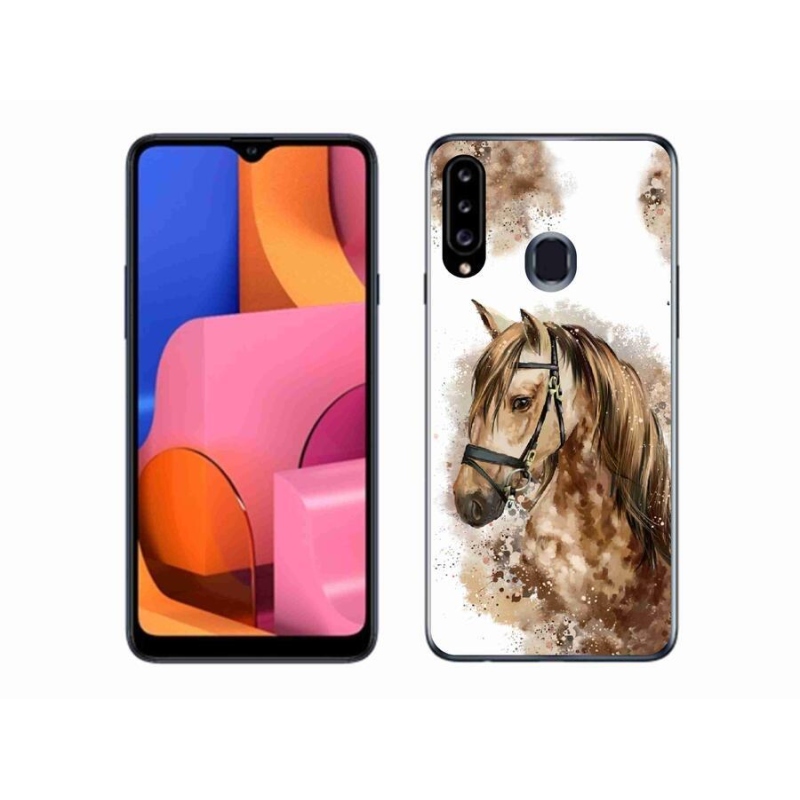 Gélový kryt mmCase na mobil Samsung Galaxy A20s - hnedý kreslený kôň