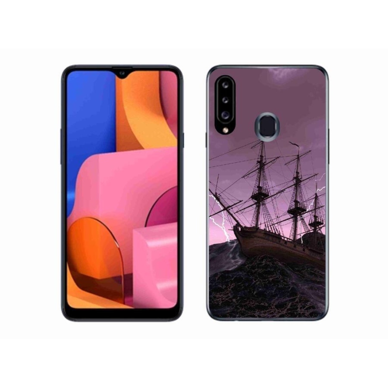 Gélový kryt mmCase na mobil Samsung Galaxy A20S - loď v búrke