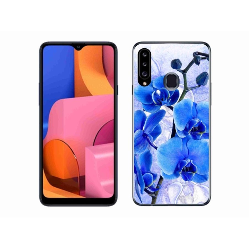 Gélový kryt mmCase na mobil Samsung Galaxy A20s - modré kvety