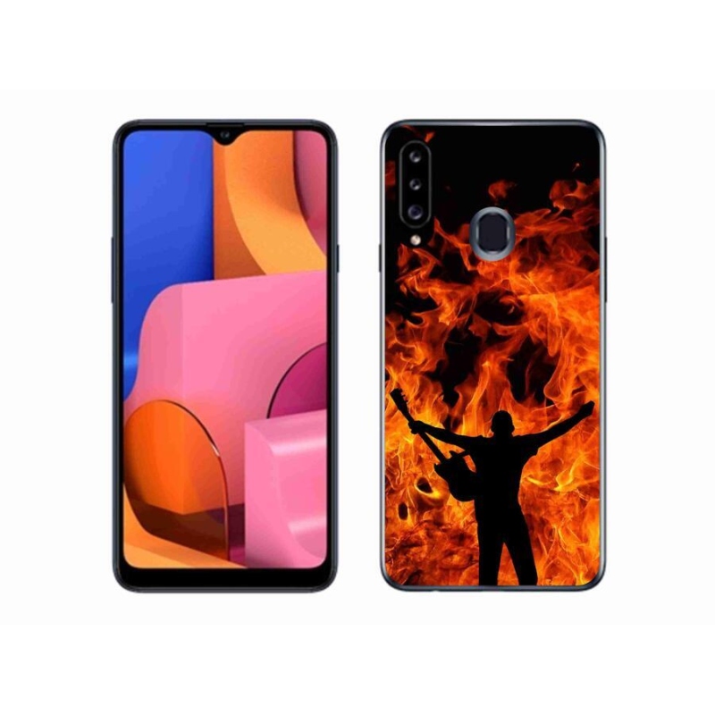 Gélový kryt mmCase na mobil Samsung Galaxy A20S - muzikant a oheň