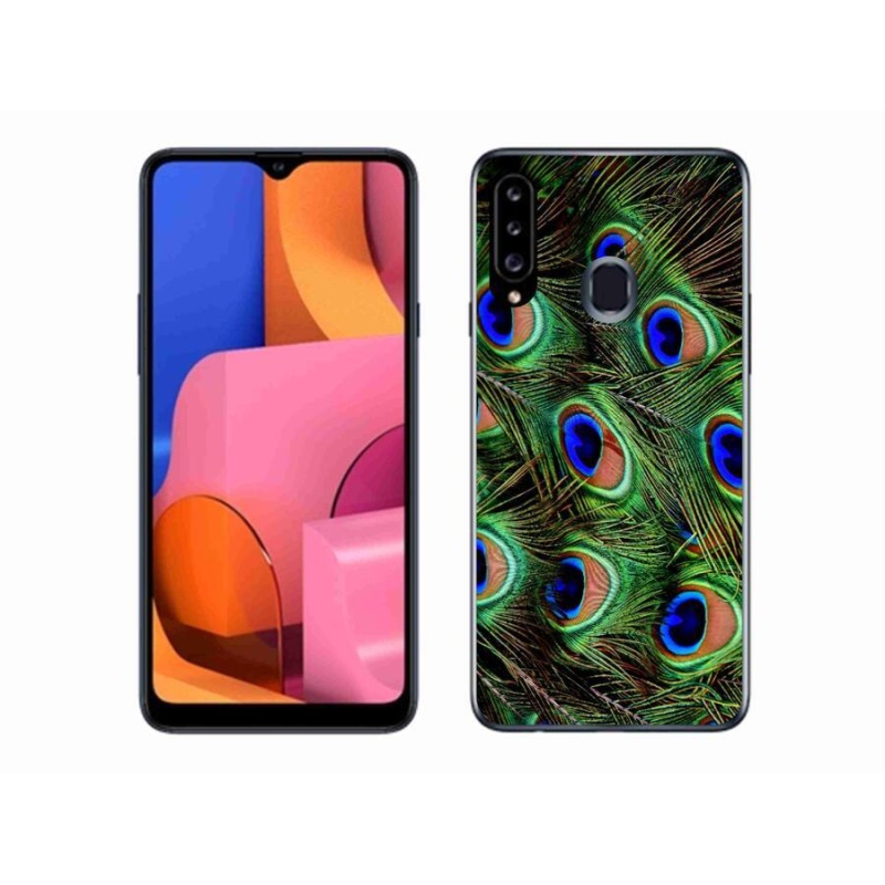 Gélový kryt mmCase na mobil Samsung Galaxy A20S - pávie perie