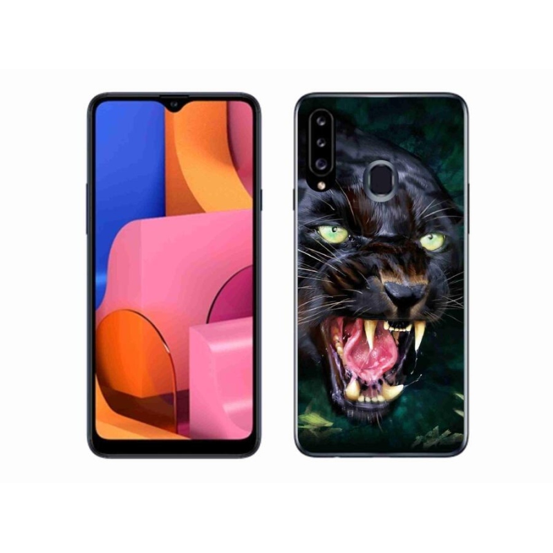 Gélový kryt mmCase na mobil Samsung Galaxy A20s - rozzúrený čierny panter