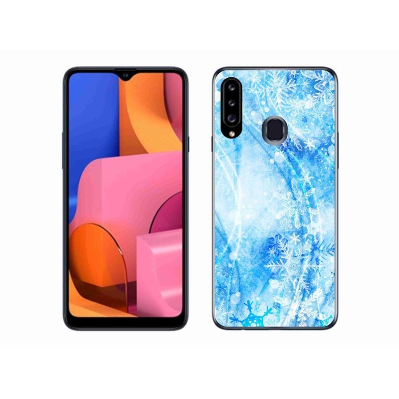 Gélový kryt mmCase na mobil Samsung Galaxy A20s - snehové vločky