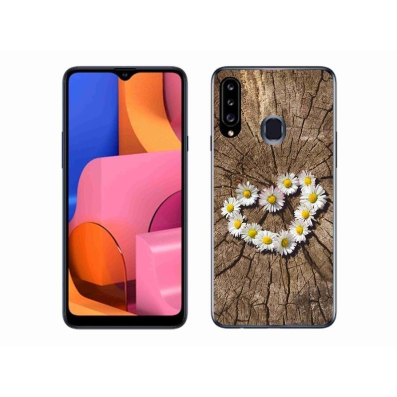 Gélový kryt mmCase na mobil Samsung Galaxy A20S - srdce z margarét