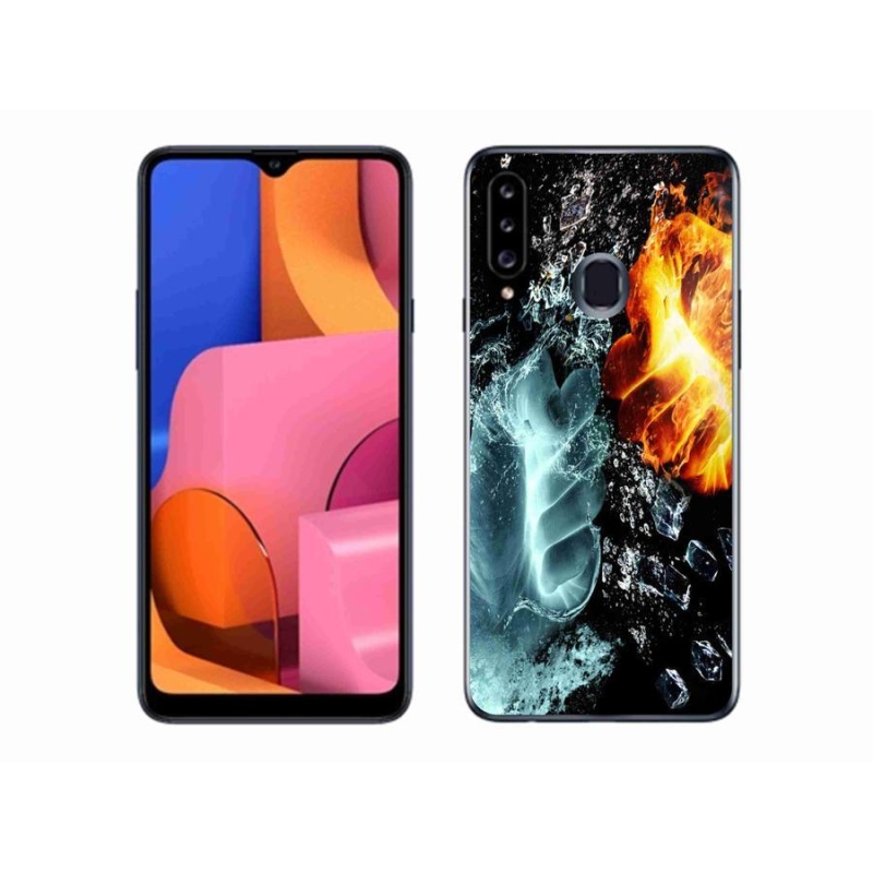 Gélový kryt mmCase na mobil Samsung Galaxy A20s - voda a oheň