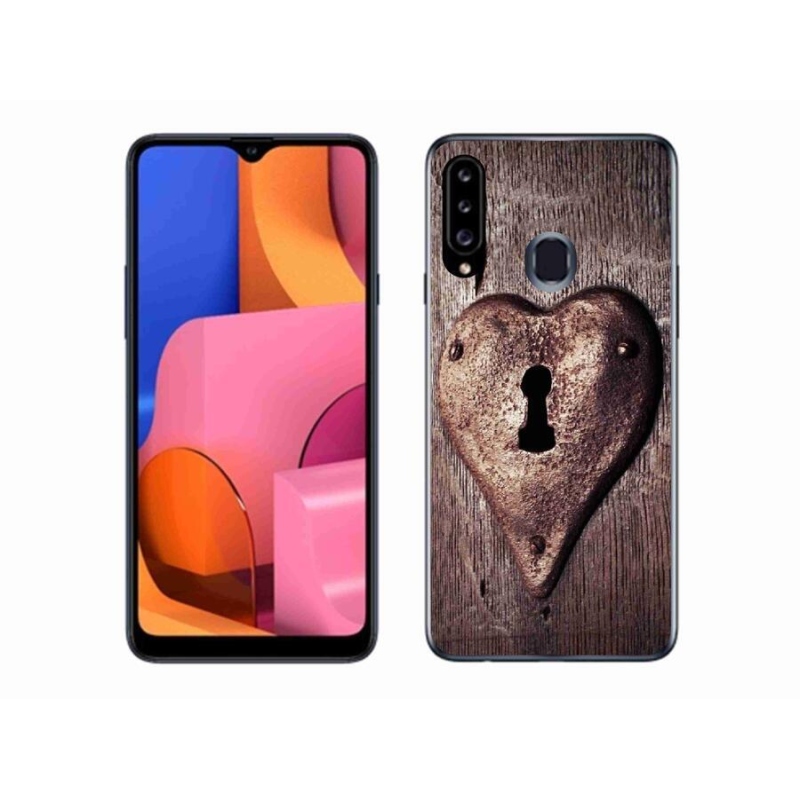 Gélový kryt mmCase na mobil Samsung Galaxy A20S - zámok v tvare srdca