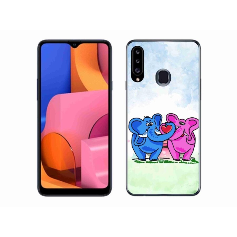 Gélový kryt mmCase na mobil Samsung Galaxy A20S - zamilovaní slony